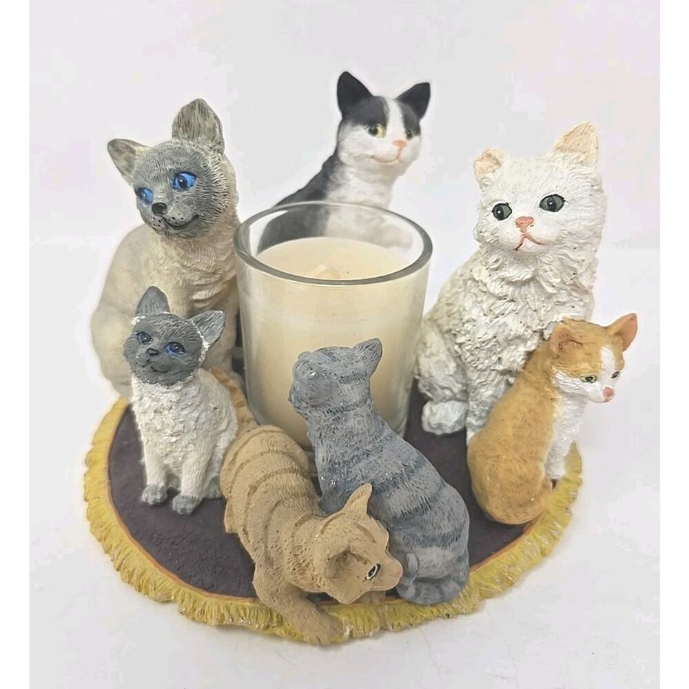 Spoontiques 7 Cat on Rug Votive Candle Holder Note U308